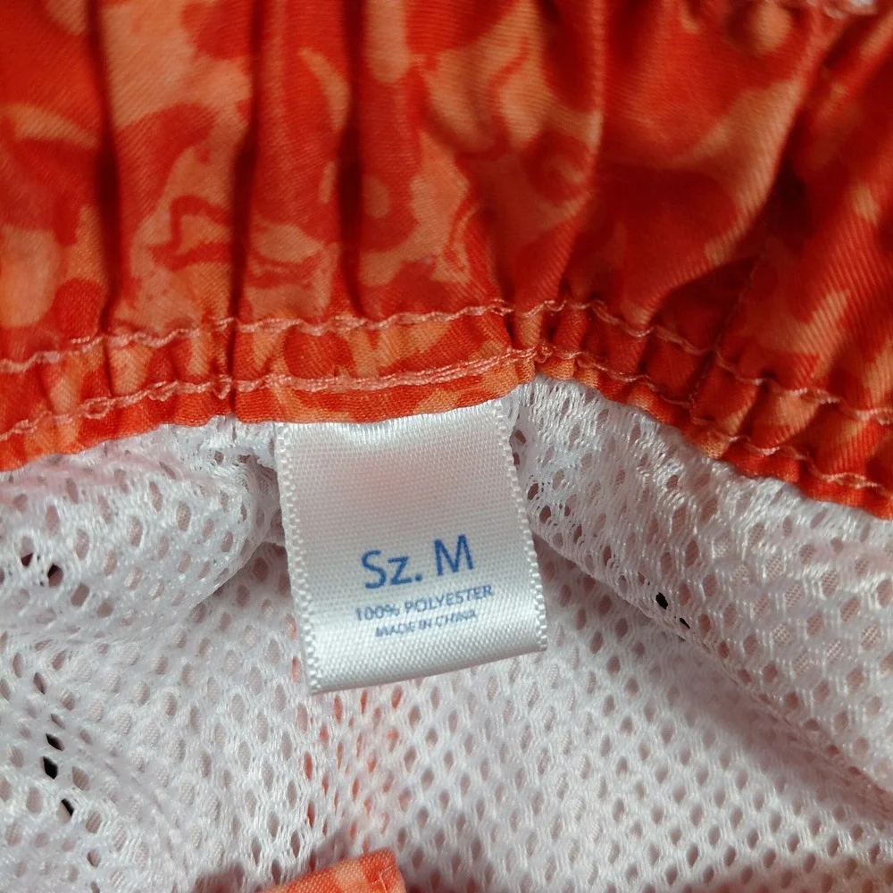 Southern Tide Skipjack Water Shorts Mens Medium Orange Fish Print Swim Trunks